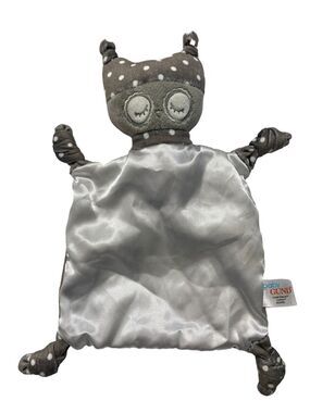 BABY GUND Forest Friends Oakley Gray Polka Dot Owl Lovey Security Blanket Satin